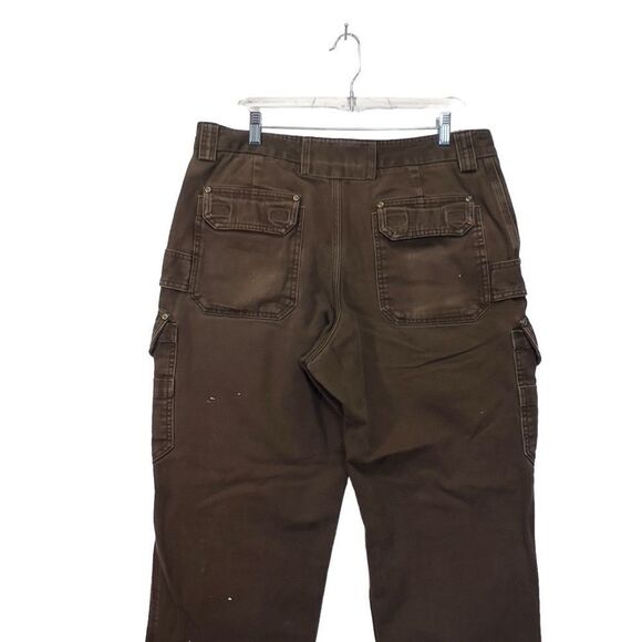 Duluth Trading Jeans Mens 36×32 Brown Carpenter Work Canvass worn workwear - Picture 5 of 9